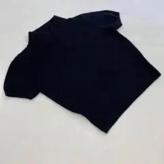Kingsaurus ハイネック 半袖ニット 黒シンプルウールSサイズ