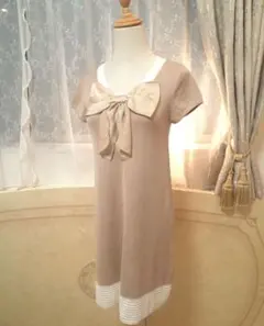 スーパービューティー ワンピース40 ベージュ リボン