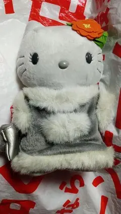 ハローキティ ぬいぐるみ モノクロ もふもふコーデ　2001年製 マクドナルド