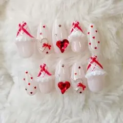 ネイルチップ 現品 バレエコア ガーリー ワンホン 韓国 スナ系 オーダー