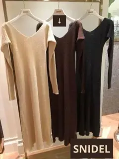 リブニットロングワンピース