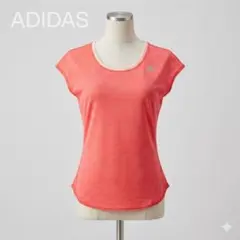 美品 adidas アディダス スポーツ Tシャツ フレンチスリーブ レッド