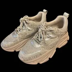 Steve Madden ‼️ゴールド キラキラストーンスニーカー厚底のサムネイル