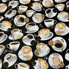 USAコットン バック・トゥ・ザ・グラインド コーヒー柄 はぎれ生地