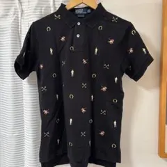 90s Polo byRalph Laurenカスタムフィットポロシャツ総柄刺繍
