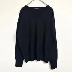 美品✨グリーンレーベル　Ｖネックニット　ブラック　薄手　ウール混　カジュアル