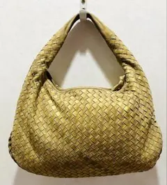 ボッテガヴェネタ ホーボー イントレチャート レザー ショルダーバッグ ゴールド