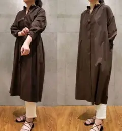 23区 VERYコラボ ARS タフタ シャツワンピース ロング 長袖 ブラウン