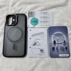 iPhone16スマホケース MagSafe対応 ブラッククリア スタンド機能