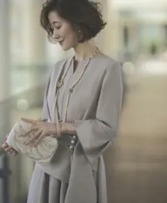 ルイルエブティック　ウエストパールフレアワンピース　　結婚式　2次会　入学式