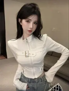 SHEIN シーイン ファスナー付き長袖Tシャツ