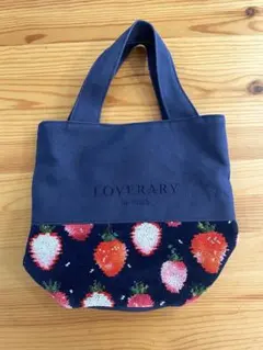 【美品】フェイラー　FEILER ストロベリー　苺　ネイビー　ハンドバッグ 美品】フェイラー FEILER ストロベリー 苺 ネイビー