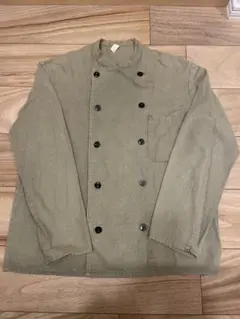 【古着】東ドイツコックジャケット80sオリーブグリーン ダブルブレストジャケット