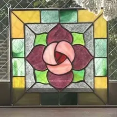 ステンドグラス☆薔薇の妖精のサンキャッチャーステンドグラスパネル