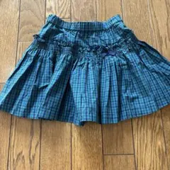ファミリア 緑チェック 100cmフレアキュロット