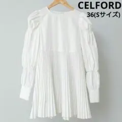 美品】CELFORD レース切替チュニック パフスリーブ バルーン ホワイトF