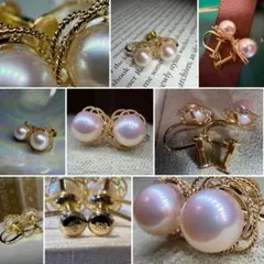 【至福の羽衣☆】オーロラ　天女級　あこや真珠　k18 イヤリング