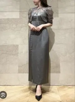 S出品【美品】snidel レースボレロレイヤードタイトスリットワンピース SNIDEL（スナイデル）の「レースボレロレイヤードタイトスリット