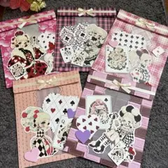 ハンドメイド　蓋付き、窓付き平袋　5枚セット