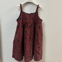 ファミリア 赤チェック ワンピース キャミワンピース 定番 120