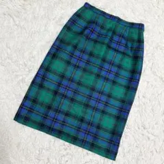 KORET✨美品　タイトスカート　チェック柄　起毛スカート　ミモレ丈　グリーン