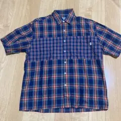 WTAPS チェック 半袖シャツ M ネイビー ダブルタップス - メルカリ