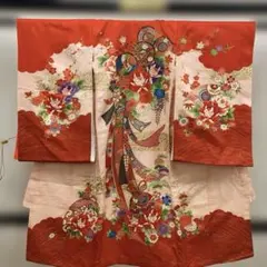 606agu25□七五三 7歳 女児 着物のみ 金彩 扇 桜□美品 - メルカリ