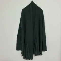ダークグリーン ロングカーディガン アウター 濃い緑 羽織 ニット ロング丈