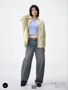 GU バレルレッグジーンズ　BLUE Ｍサイズ