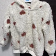 フリースジャケット 110cm ホワイト/ブラウンハート