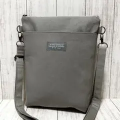 g814 シンプル 帆布サコッシュ☆グレー☆アネモネガーデン