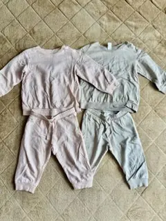 H&M ベビーパジャマ 2着上下セット ピンク ベージュ　80cm〜