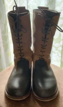 レザー 2トーン レースアップブーツ