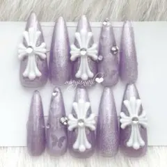 現品♡ちゅるん マグネット 春 韓国 シズニルック クロム　ロング ネイルチップ