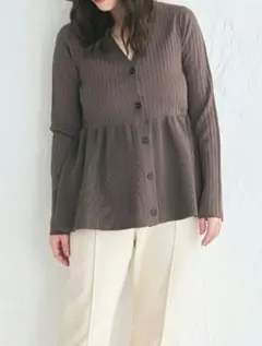 【LienRulu】ペプラム ニット カーディガン