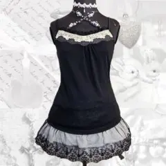 y2k axes femme キャミソール ホルターネック ダークコア コケット 