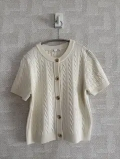 GU アイボリー 半袖カーディガン M