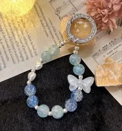 ハンドメイド　携帯ストラップ　リボンモチーフ ストラップ ソフトワイヤー使用