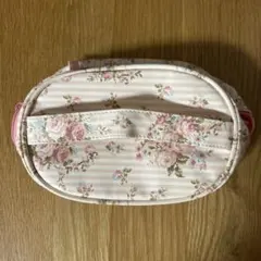 花柄 バニティポーチ ピンク ストライプ
