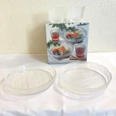 訳あり、ガラス製中皿とタレ鉢の2個セット　HOYA 素麺　冷麺　サラダ　デザート