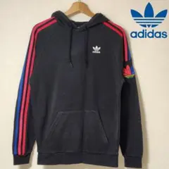 アディダスオリジナルス フードパーカー メンズ S ブラック黒 刺繍ロゴ 裏起毛