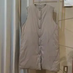 無印良品 ノーカラーロングベスト XL 軽量ダウン ポケッタブル