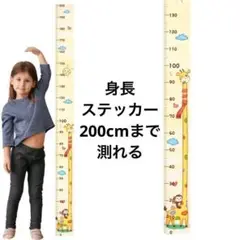 キリンA　サル　子供身長計 身長測定 壁貼り身長計 測定範囲0-200m