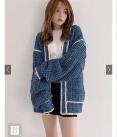 ボリュームスリーブミックスニットカーディガン[kz133]
