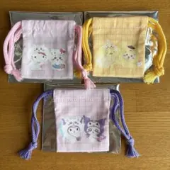 ちいかわ×サンリオコラボ　ミニ巾着3 点セット（ちいかわ・うさぎ・モモンガ）