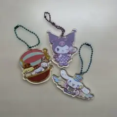 アクリルキーホルダー3個セットサンリオ　クロミシナモン　ポチャッコポムポムプリン