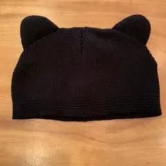 【在庫処分セール】猫耳付きブラックニット帽