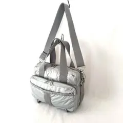 美品レスポートサック エッシェンシャル ショルダーバッグ軽量グレー 銀