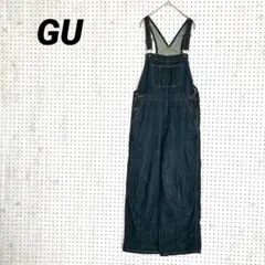 GU ジーユー デニムサロペット オーバーオール インディゴ（M）ワイドパンツ