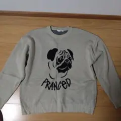 プードルイラスト PRANCED 長袖ニットセーター